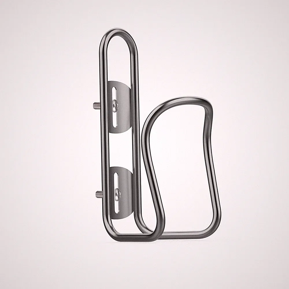 (2-Pack 71 Grams) Shiny Silver Titanium Water Bottle Cage With Free M5 Ti Bolts