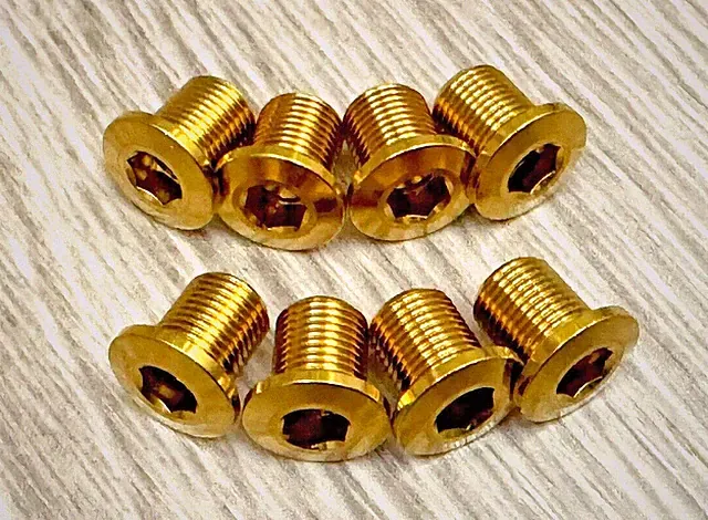 8 pcs Gold Titanium/Ti Bolts For Chainring Double, Triple Crankset Inner Use