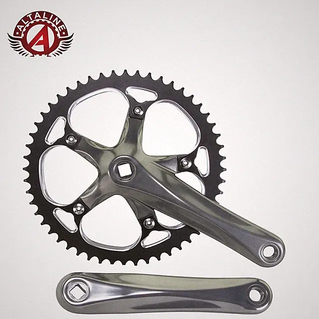 ALTALINE BICYCLE ALLOY 52 TEETH TRACK CRANKSET 175MM LONG BLACK TITANIUM.