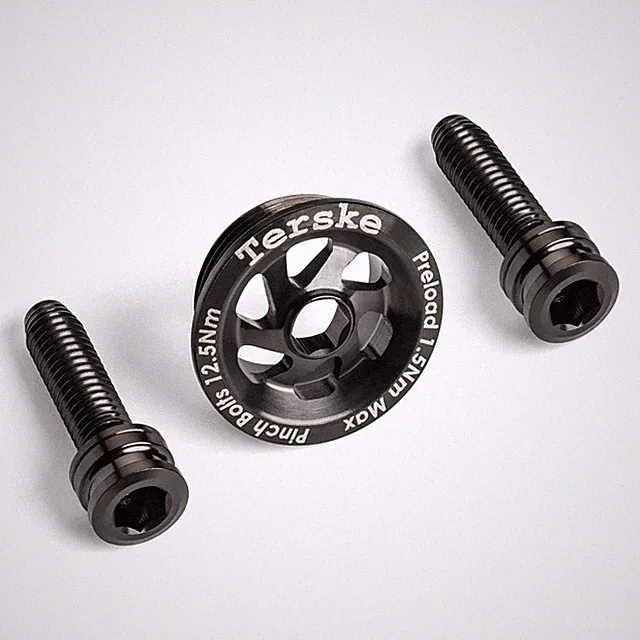 Black Titanium Preload Cap and Bolt Set for Shimano Hollowtech II Cranksets