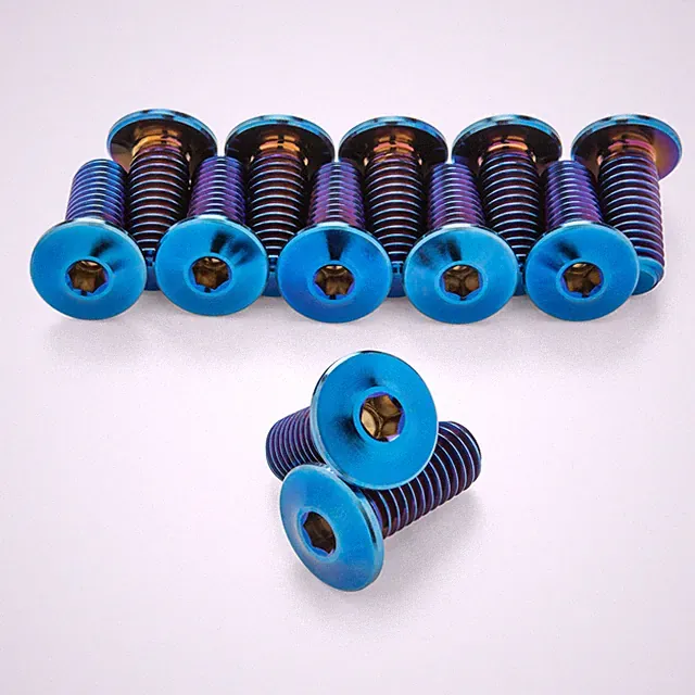 Burnt BLUE Ultra-Low Profile Superlight Titanium Bottle Cage Bolts by Terske