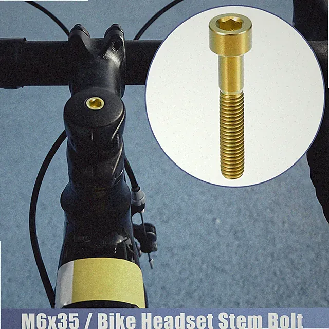 Gold Tone M6x35 Bike Stem Bolt Bicycle Bike Headset Stem Bolt Titanium Alloy