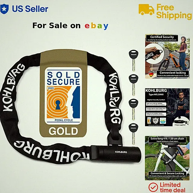 Heavy Duty Bike Chain Lock 4ft Titanium Steel High Security with 4 Keys