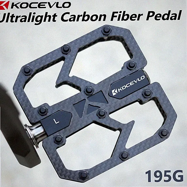 KOCEVLO Carbon Fiber Bike Pedals Ultralight 195g Titanium Shaft 3 Bearings
