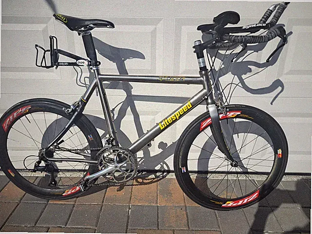 Litespeed Saber Titanium Tri Bike Shimano Ultegra 650c Zipp 404 Carbon Tubulars