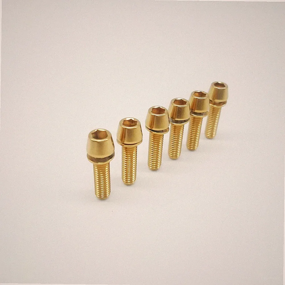 M5x18mm Titanium Ti Bike Stem Bolts Taper Head Bicycle Conical With Washers 6pcs