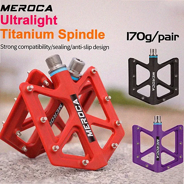 MEROCA Tianium Spindle Pedals Sealed Bearings MTB Road Bicycle Flat Pedals 9/16"