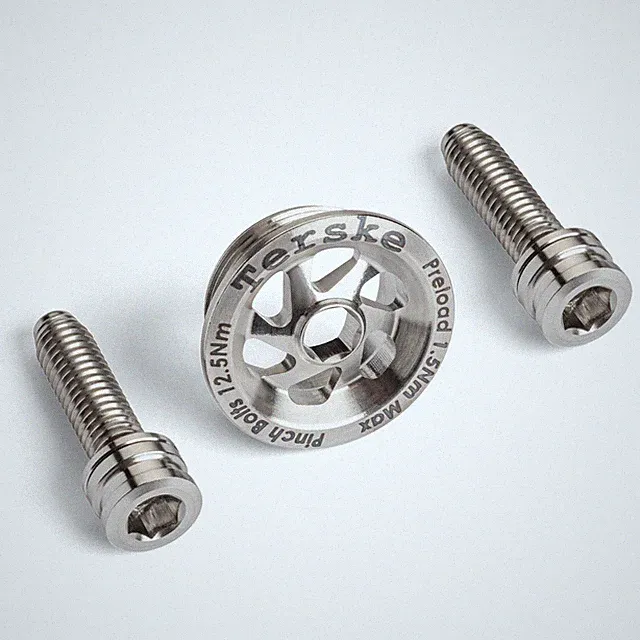 Natural Titanium Preload Cap and Bolt Set for Shimano Hollowtech II Cranksets