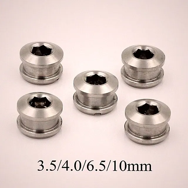 New Titanium Crankset Chainring Bolts M8 Nuts 3.5mm for Fixed Gear Track 5pairs