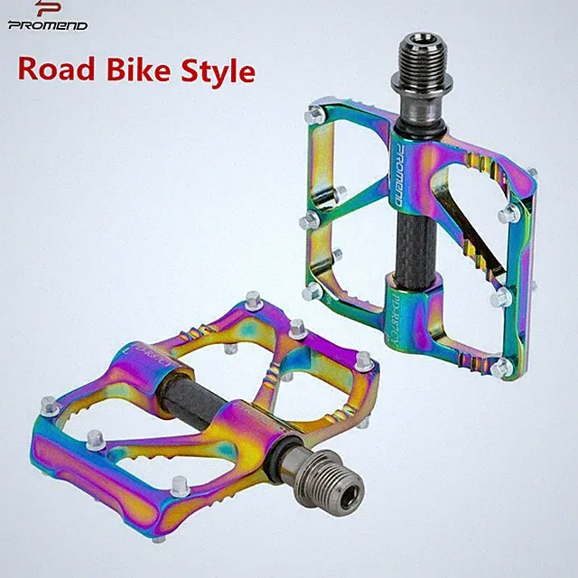 PROMEND Carbon Titanium Flat Bicycle Pedals MTB Road Bike Pedals 3 Bearing 9/16"