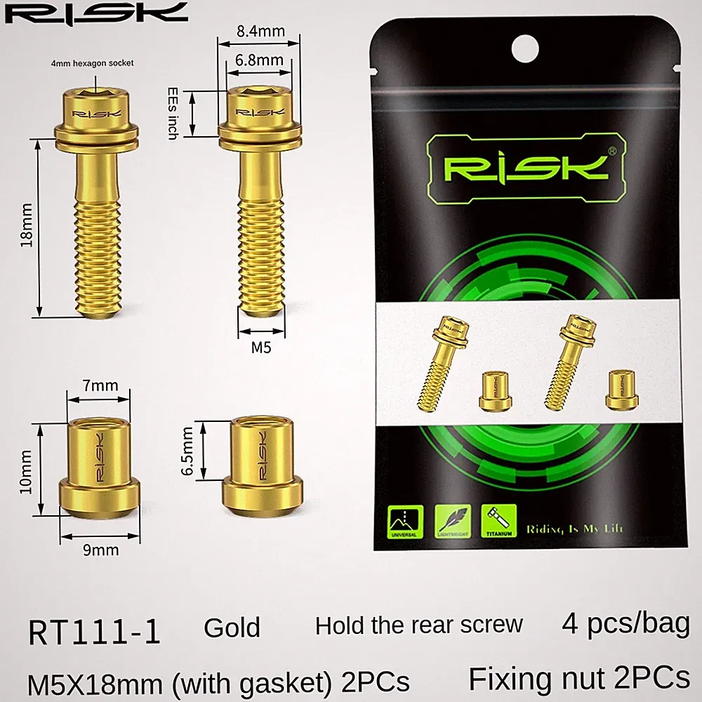 RISK Bicycle Carbon Stem Bolts M5x18mm M5x20mm Titanium Fastener Screw with Nut