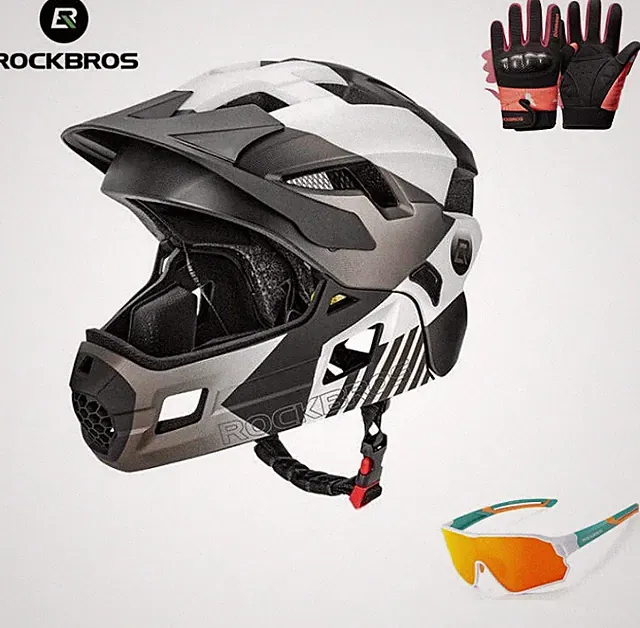 ROCKBROS Children's Bike Full Face Helmet with Gloves & Polarized Sunglasses