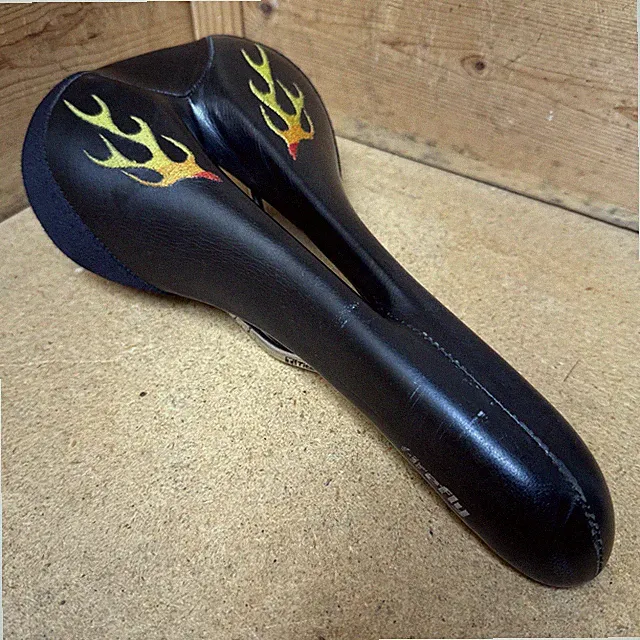 Terry Firefly Flame Embroidered Titanium Rail Saddle Italy Bike Seat Vintage