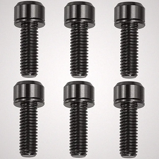 Titanium Bicycle Stem Bolt, Hex Chamfered Head Bolt M6x18mm & 6Pcs & Black