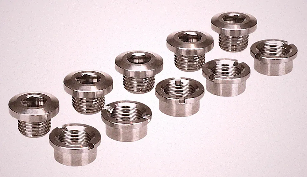 Titanium BMX bicycle single speed chainring bolts - set of 5 - NATURAL (SILVER)