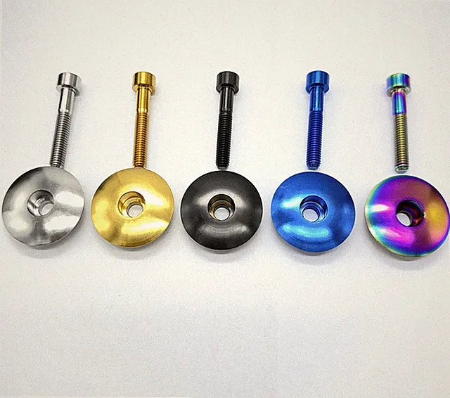Titanium Bolt M6x35mm & Titanium Top Cap Cover for 1-1/8" Bicycle Headset Stem