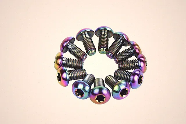 Titanium Cyclocross E-Bike Bike Disc Brake Rotor Bolt Ti Screw 12PCS Rainbow