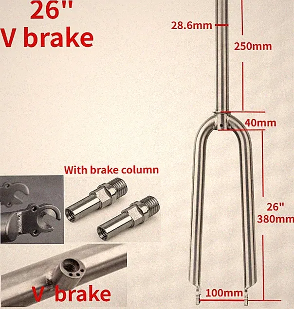 Titanium MTB Bicycle Front Fork rounded crown V brake 1 1/8" For 26" Wheelset