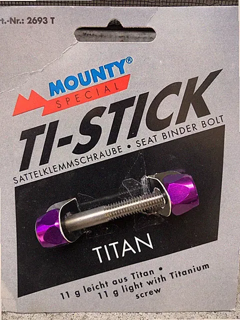 Vintage TI-STICK Titanium seat binder bolt NOS Purple Bike Bicycle Cycling BMX