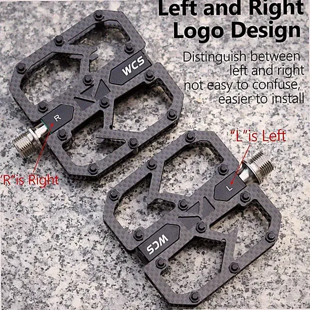 WCS Bicycle Ultralight MTB Carbon Fiber Titanium Axle 3 Bearing Pedals