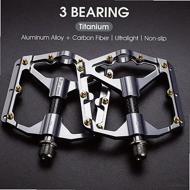 WEST BIKING Carbon Fiber Axle 3 Bearings MTB Road Bike Bicycle Pedals Titanium