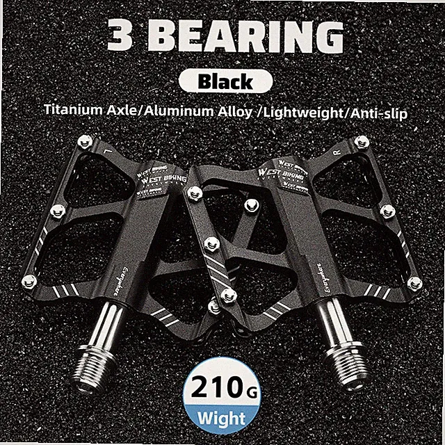 WEST BIKING Ultralight Titanium Bicycle Pedals Road Bike Flat Pedals 3 Bearings